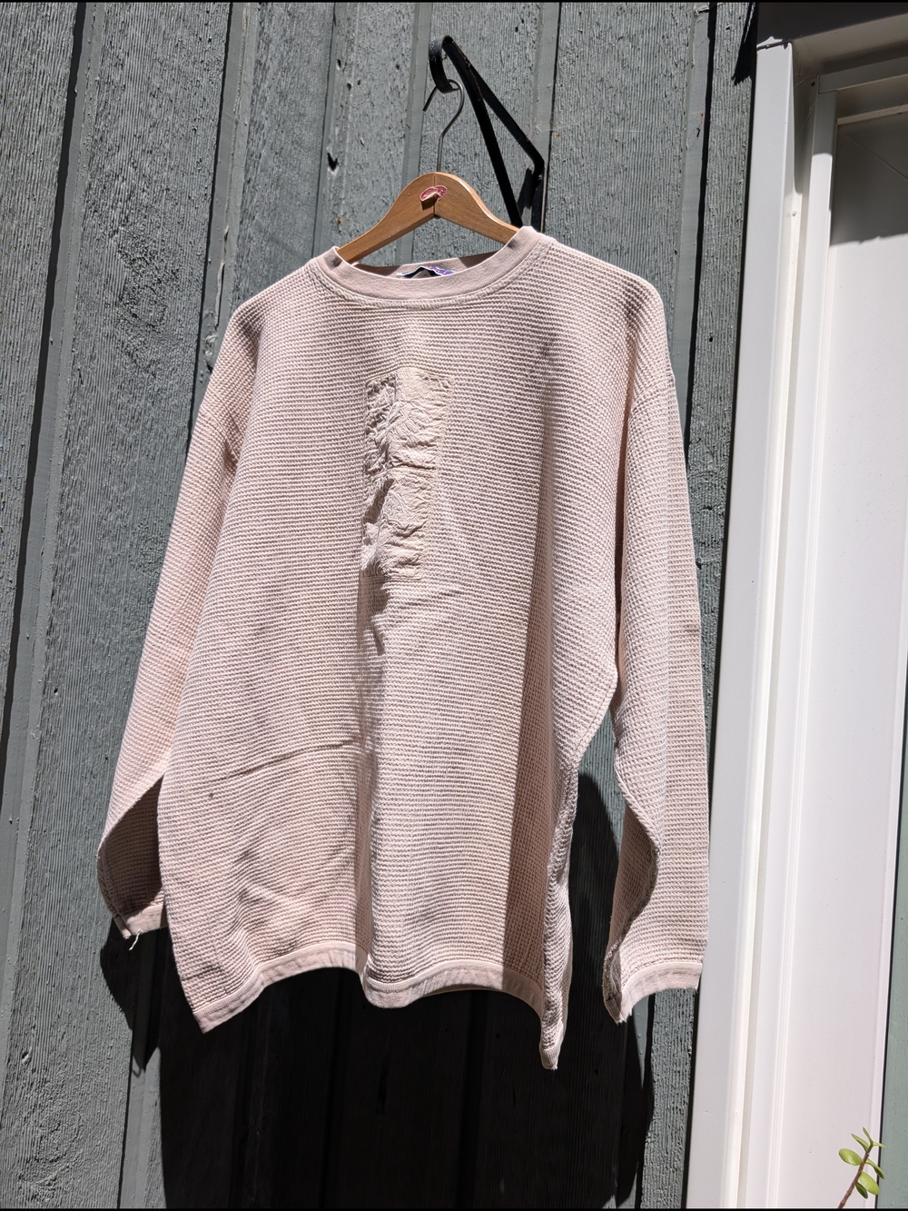 Cream Embroidered Crew Neck Sweater